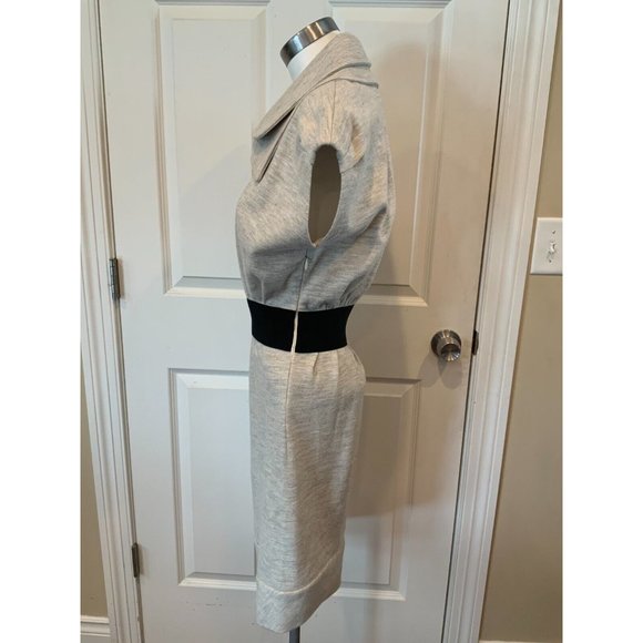 Yigal Azrouel Light Gray Fit & Flare Dress W/Oversized Double Collar Size 2 - Picture 6 of 10